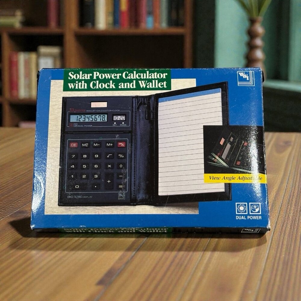 Vintage New Box Radio Shack Calculator Wallet Clock Dual Power 8 Digits